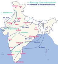 Ausbreitung und Rckzug des indischen Sommermonsuns
